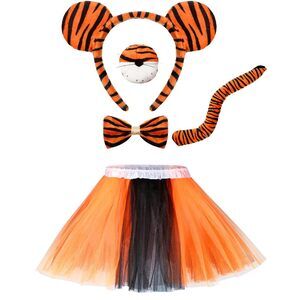 6817 5 Pcs Halloween Tiger Costume Set Animal Costume Set Tiger